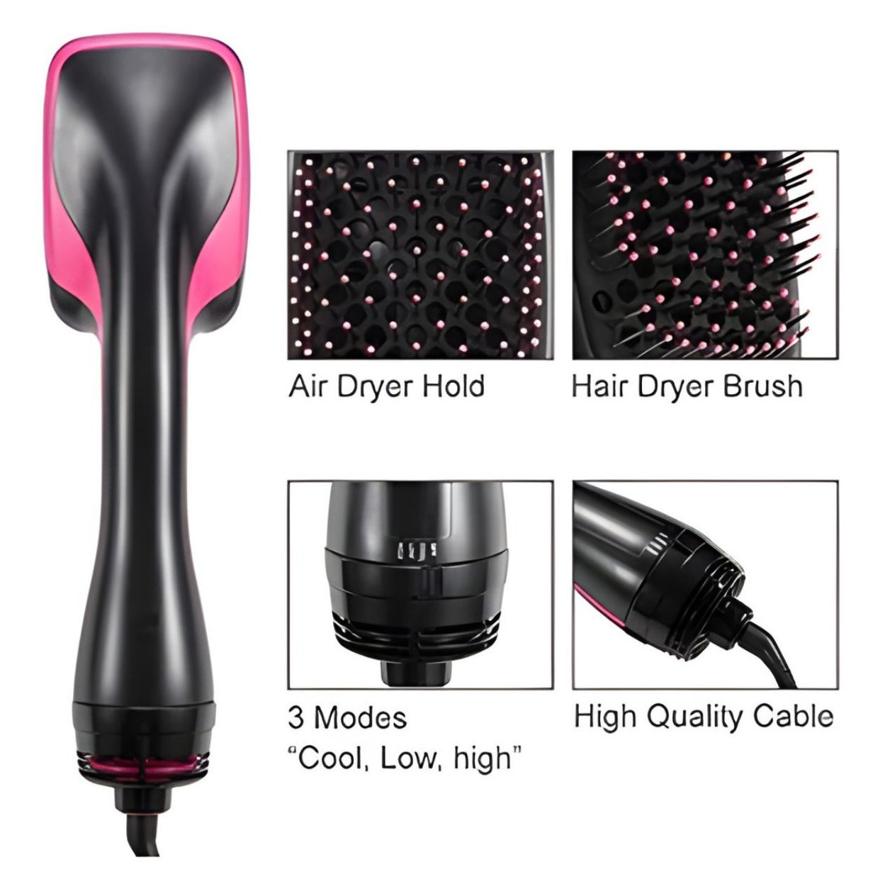 Cepillo Secador Voluminizador One-step Hair Dry Plano Negro